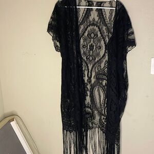black cover up one size, beautiful pattens, see through